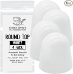 Stinky John's Tall Toilet Bolt Caps - Universal Fit with a Round Top - White Caps (4)