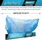 MAXIFILM 20ft x 250ft Roll of Blue Overspray Paintable Masking Plastic Sheeting -8 Micron, 0.3 Mil, Protective Masking Film Cover, Auto Painting, Cover Cloth Home Walls Furniture (4, 20ft x 250ft)