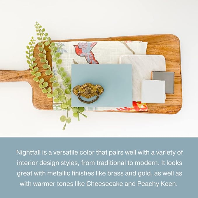 Country Chic All-in-One Chalk Paint for Furniture, Cabinets, Home Decor, Eco-Friendly, Matte Finish, Built-In Primer & Top Coat for Wood, Metal - Nightfall (Blue) - 8 oz (237 ml)