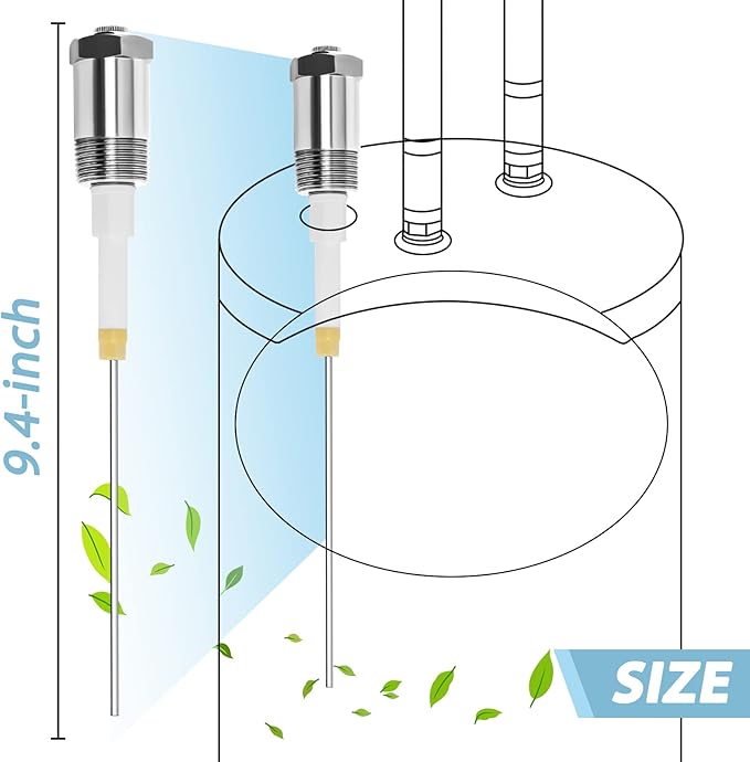 Podoy Powered Anode Rod for Hot Water Heater, Stops Corrosion and Eliminates Rotten Egg Smell for 30-80 Gallon Water Tank Except Bradford White, Titanium Electric Anode Rod Replacement Universal 9.4"