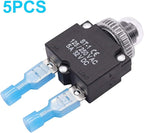 mxuteuk 5Pcs 5Amp Circuit Breakers Push Button Manual Reset 125/250V AC 32V DC,Overload Protector Switch Thermal Circuit Breakers with Quick Connect Terminals and Waterproof Button Caps ST1-5-5A