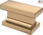 Alzassbg 15 Pack Champagne Bronze Cabinet Knobs, 1.46 Inch(37mm) Rectangle Kitchen Hardware Knobs for Cabinets and Drawers AL6061TGP