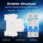 AC Miniature Circuit Breaker, 120V/240V 2 Pole 25 Amp DIN Rail Mount Circuit Breaker, MCB C25 Solar AC Disconnect Switch,Thermal Magnetic Trip