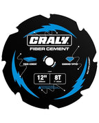 CRALY 12 Inch 8 Teeth Hardie Fiber Cement Circular Saw Blade, 1 Inch Arbor, Polycrystalline Diamond Tipped (PCD), Thin Kerf, Black Ice Coating, for Laminate Flooring(C1208FC)