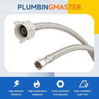 (12pcs 20 inch) PLUMBINGMASTER Toilet Water Supply Line,3/8" Comp x 7/8" BC Braided Stainless Steel Toilet Supply Line,Toilet Connector Hose with Anti-Leaking Brass Nut