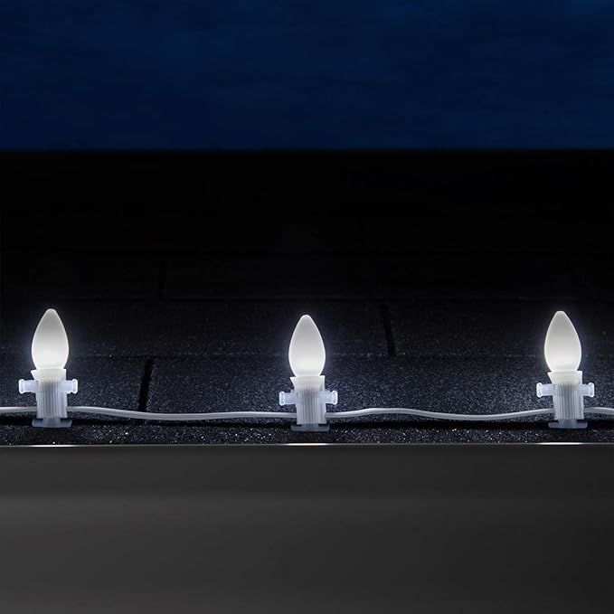 Wintergreen Lighting 25 Pack OptiCore C7 LED Christmas Light Bulbs - Replacement LED Christmas Lights Heavy Duty Premium Outdoor Christmas Lights, E12 Base (Cool White Smooth)