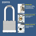ZonRo Locks Laminated Steel Keyed Padlocks,Keyed Alike Locks, 1-9/16 inch Wide,Normal Shackle Padlocks, Pack of 12，Orange Hoop, for Hasp Latch, Sheds, Fences, Storage Locker, School, Gym