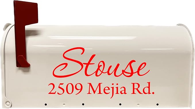Mailbox Decals Personalized Address and Street Name Outdoor Stickers VWAQ-CMB1 (19 Inch X 9 Inch, Red)
