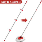 4-Section Spin Mop Replacement Handle- 2.5-5 Foot Mop Replacement Stick Only Compatible with Ocedar Mop Handle EasyWring (Mops Head & Base Not Included)