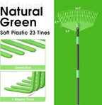 Leaf Rake for Lawn, Heavy Duty 16.5” Wide Large Plastic Garden Rake for Yard Garden Grass Turf Debris Mulch Thatch Pine Needles Leaves, 60” Long Handle,Light Weight Gardening Landscaping Tool for Kids