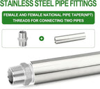 TAISHER 2PCS Stainless Steel Pipe Fittings, 1" NPT Female x 1" NPT Female Threaded, 6" Length Thickened Nipple Cast Pipe