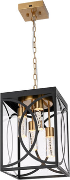 4-Lights Large 5CCT LED Outdoor Pendant Light Fixture, Porch Hanging Lighting Build-in LED Chips, Modern Exterior Lantern Chandelier Ceiling Mount for Patio Front Door