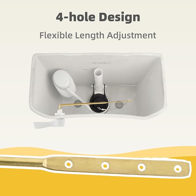 iFealClear 2 Pack Metal Toilet Tank Flush Lever Replacement, Universal Front Mount Handle Toilet Tank Trip Lever with 2 Pieces Stainless Steel Flapper Chains, Easy Install, Solid Brass, White