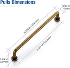 JOY DECOR Cabinet Pulls – 6-1/4 Inch Hole Center, Antique Brass, 5 Pack, Zinc Alloy Cabinet Handles for Drawers & Cupboard – Vintage Style Hardware for Kitchen, Bathroom, Dresser, Furniture Makeover