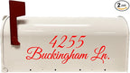 VWAQ Mailbox Address Decal Set of 2 - Insert Street Name & Address Personalized Decals CMB7 (Red, 19"W X 6.5"H)