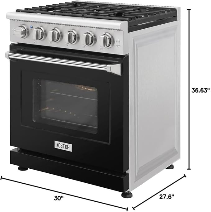 30 inch Freestanding Natural Gas Range or Liquid Propane Gas Range with 5 Burners, Large Capacity 24 inch Top Control Built-In Dishwasher with Third Rack, in Stainless Steel (Black)