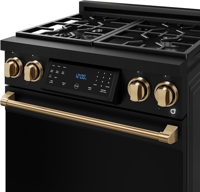 Gordon Ramsay by THOR Kitchen 30 Inch Professional Gas Range with Tilt Panel Touch Control in Black/Bronze