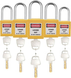 Lockout Tagout Locks Set (5pcs, Yellow) - Keyed Different, 2 Keys Per Lock - OSHA Compliant Lock Out Tag Out Padlocks For Electrical Safety Kit