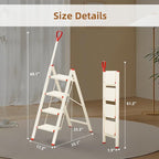 ASPERALD 4 Step Ladder with Single-Handrail,Foldable Step Stool with Anti-Slip Wide Pedals for Home Kitchen Closet, Step Ladder 4 Step Folding White