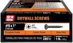 Grip-Rite 1CDWS1 #6 X 1" Phillips Bugle Head Coarse Thread Sharp Point Drywall Screw, 1lb Box