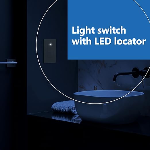 LIDER Minimalist Design Matte Finish Lighted Triple Switch with Screwless Wall Plate, Combination Frameless Decorator Switch with Locator Light, Ground Terminal Single Pole, 15A 120V, UL Listed, Ivory