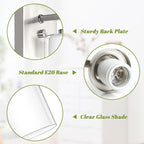 Set of 2 Wall Sconces for Bathroom, Modern Vanity Light Fixtures, Nickle Wall Mount Lighting Lanterns, Farmhouse Wall Lights with Double Clear Glass Shade for Bedroom Living Room Mirror Hallway