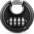 Puroma Combination Lock, 4 Digit Disc Padlock with Hardened Steel Shackle, Keyless Heavy Duty Combo Lock for Outdoor Sheds Fence, Gate Hasps, Storage Unit, School Gym Locker (1 Pack, ‎Black)