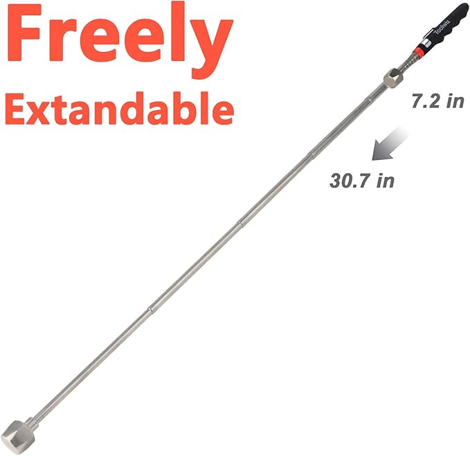 Toolwiz 17" Rolling Magnetic Sweeper 8.8lbs, with 16 lbs Telescopic Magnetic Pick Up tools –Lightweight Pick-up Sweeper with Wheels for Nails, Screws & Metal Debris Home Use Workshop Garage