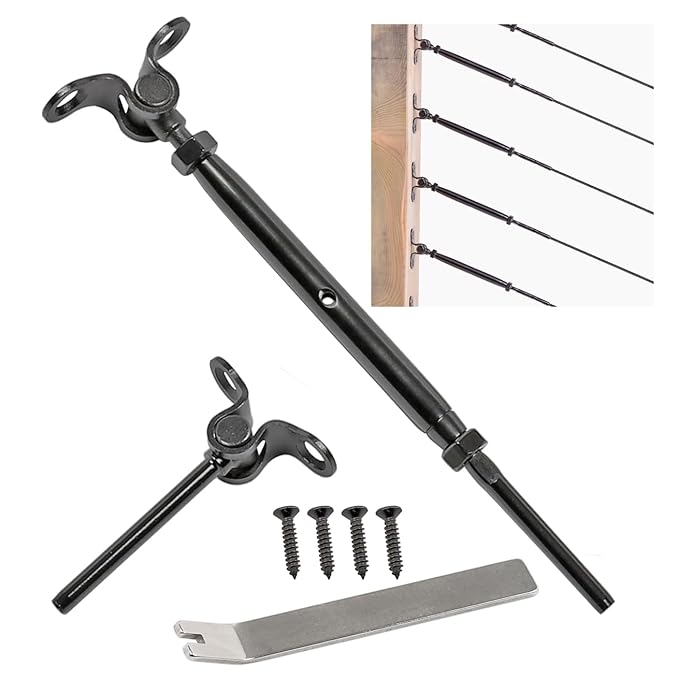 30-Pack Cable Railing Kit T316 Stainless Steel Adjustable Angle Cable Railing Hardware for Wood Posts,Black