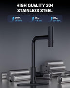 APPASO Touchless Kitchen Faucet with Pull Down Sprayer Matte Black, Waterfall Touchless Motion Sensor Hands-Free, Single Handle for 1 or 3 Holes Sink, Stainless Faucet Black with Easy Installation