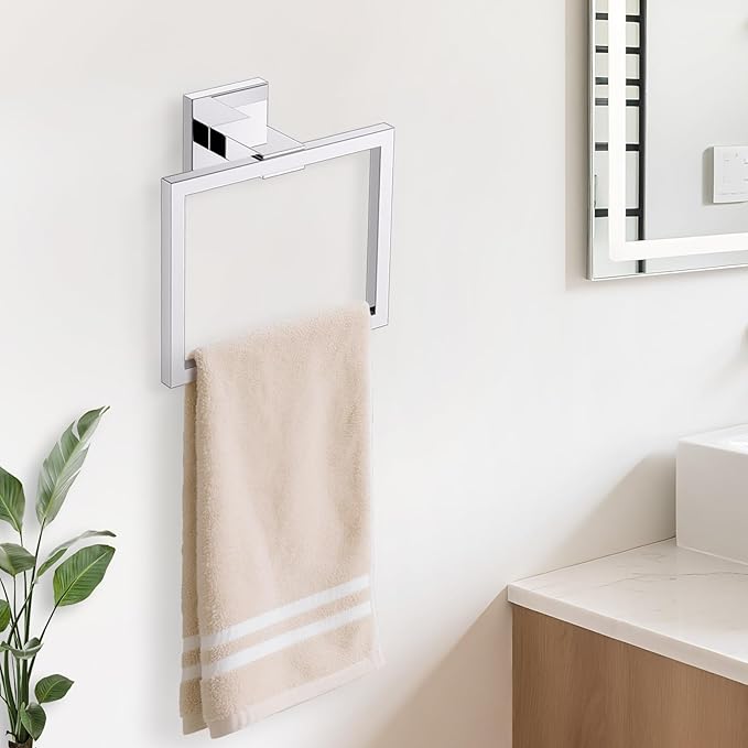 TURS 10-Piece Bathroom Hardware Accessories Set Chrome Towel Bar Holder Set SUS304 Stainless Steel Towel Racks for Bathroom Wall Mounted, 23.6-Inch