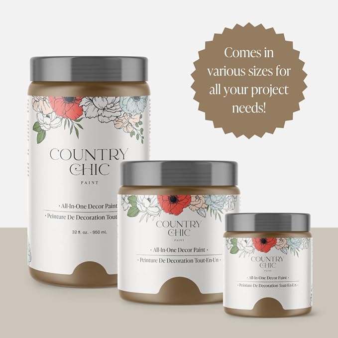 Country Chic All-in-One Chalk Paint for Furniture, Cabinets, Home Decor, Eco-Friendly, Matte Finish, Built-In Primer & Top Coat for Wood, Metal - Driftwood (Brown) - Pint 16 oz (475 ml)