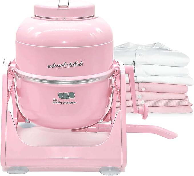 WonderWash Portable Washing Machine for Apartment & Tiny Spaces - Manual Hand Clothes Washer with Retro Design - Clean Laundry Anywhere with Our Countertop, Non-Electric, Small Washer - Pink