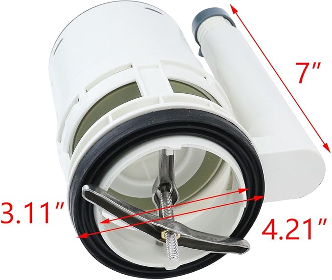 T Tulead Toilet Tank Parts Replacement Toilet Dual Flush Valve 7" Height, Fill Valve,Push Button, Fill Valve Thread Dia: G1/2, Flush Valve Dia: 3"
