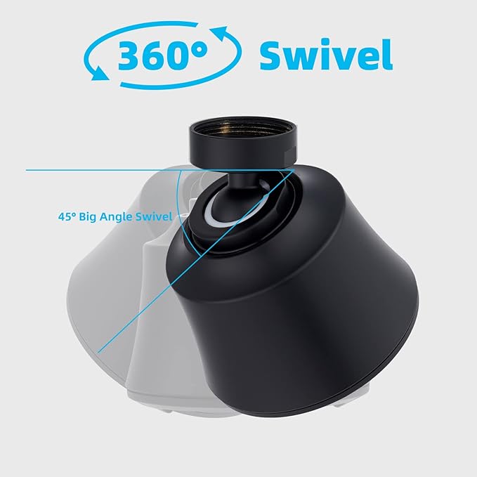 iFealClear Kitchen Sink Faucet Head with Metal Ball Joint, 360° Swivel Faucet Sprayer Head, Big Angle Faucet Aerator Adapter 55/64-27UNS Female Thread, 4 Spray Modes, Extra Brass Adapters, Matte Black