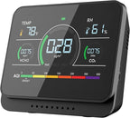 13-in-1 Air Quality Monitor Indoor with Beep Alarm, 6AQI Air Quality Detector with PM1.0 | PM2.5 | PM10 | Temp | CO2 | Formaldehyde | HUM Tester for Home Office Plant (Cool Black)