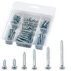 Rocky Mountain Goods Wood Screws Assortment Kit – 140 pcs Screw Set with 1/2", 3/4", 1", 1-1/4", 1-1/2", 2" Phillips Flat Head Screws – Zinc Plated Assorted Wood Screws for DIY, Furniture, Woodworking