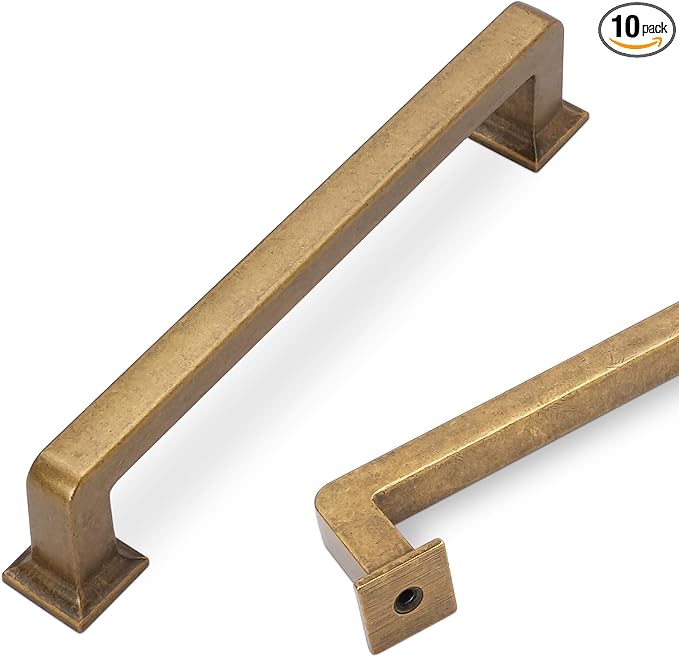 COTYKILEY 10 Pack 5Inch(128mm) Antique Brass Kitchen Cabinet Handles Cabinet Pulls Vintage Drawer Pulls Aged Gold Bronze Kitchen Cabinet Hardware Kitchen Handles Drawer Pulls Dresser Handles