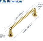 JOY DECOR Cabinet Pulls – 3-3/4 Inch Hole Center, Polished Brass, 10 Pack, Zinc Alloy Cabinet Handles for Drawers & Cupboard – Vintage Style Hardware for Kitchen, Bathroom, Dresser, Furniture Makeover