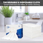 Microfiber Rags in A Box (400 Count) - Mwipes - 10" x 12" Reusable Wipes for Cleaning - Edgeless Terry Towels, Shop Rags, Wash, Dust, Disposable, House, Small Cleaning Cloths (White)