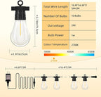 LED Outdoor String Lights with 10 Shatterproof Edison Bulbs, 23FT Commercial Grade Patio Lights, Replaceable Wick Outside Hanging Lights Waterproof for Porch, Deck, Garden, Backyard 2700K