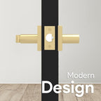 Mega Handles - Prime Entrance Handle, Entry Lever Door Handle, Heavy Duty Square Locking Lever Set for Left or Right-Handed Doors, Interior/Exterior Door Levers - Satin Brass