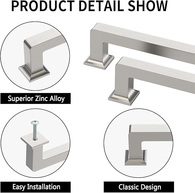 6 Pack 12.6"(320mm) Brushed Satin Nickel Cabinet Pulls Kitchen Cabinet Handles Drawer Pulls Cupboard Hardware for Cabinets CK0078