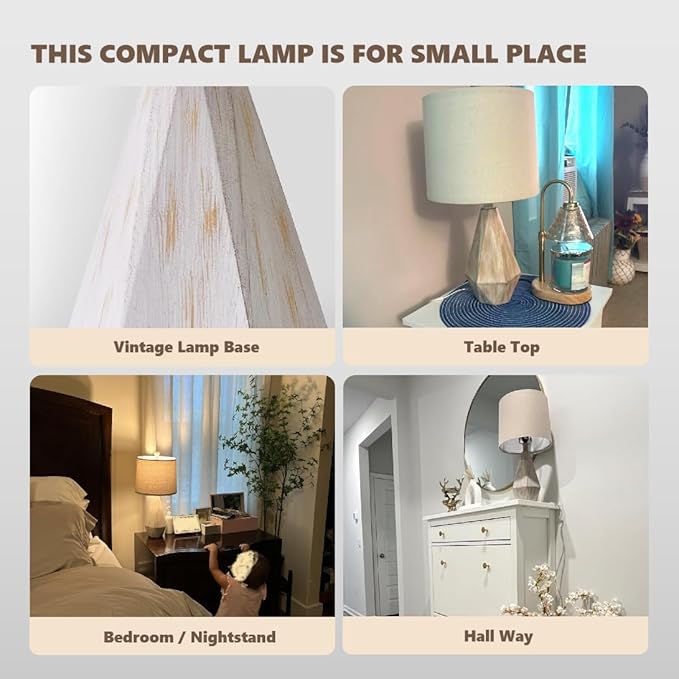 PoKat 20.25" Rustic Table Lamp Set of 2 for Bedroom Living Room Vintage Retro Traditional Nightstand Bedside Lamps Kids Room Study Room Office with Linen Shade, Suitable for Small Place