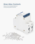 DC Miniature Circuit Breaker, 2 Pole 500V 32 Amp Isolator for Solar PV System, Thermal Magnetic Trip, DIN Rail Mount, Chtaixi DC Disconnect Switch C32