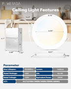 6 Pack Recessed Lighting 8 Inch with Junction Box, 5CCT 8 Inch LED Recessed Lights Dimmable 2700K/3000K/4000K/5000K/6000K, 18W 1400lm Ultra Thin Recessed Lighting - ETL and Energy Star Certified