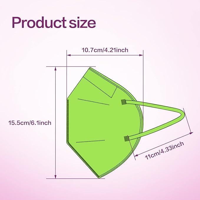 Miuphro KN95 Face Mask 50 Pack, Disposable Respirator Masks, 5 Layer Design Safety Mask for Protection, Ideal for Men and Women (Green)