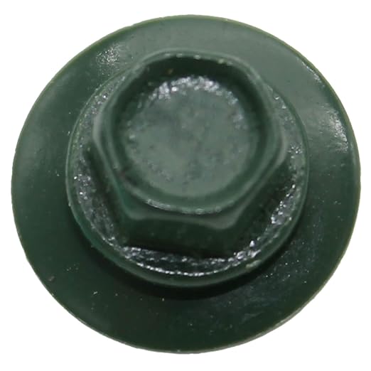#14 Metal ROOFING SCREWS: (250) Screws x 1-1/2" EVERGREEN Hex Washer Head Sheet Metal Roof Screw. Self starting/self tapping metal to wood. EPDM washer. Colored head. for corrugated roofing
