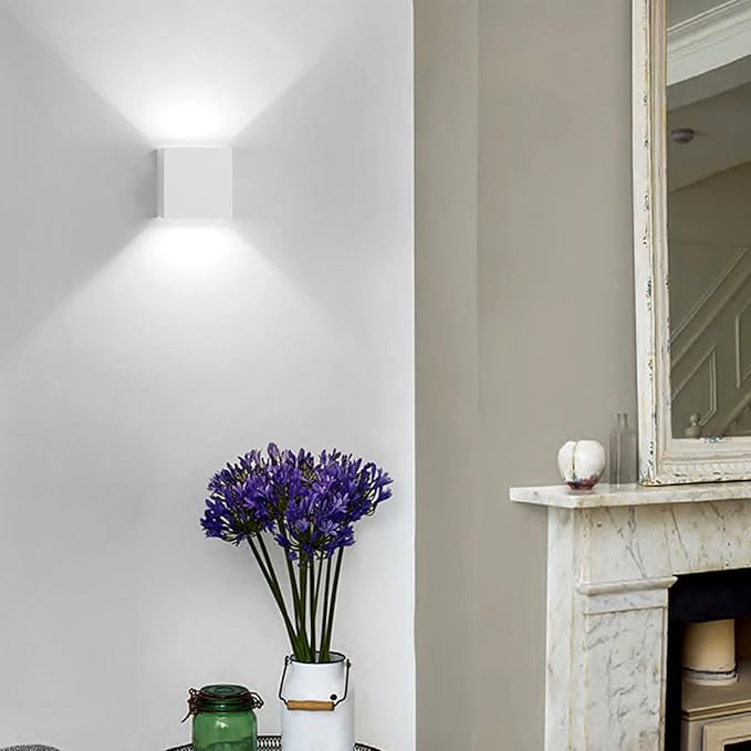 2 PCS 12W Outdoor Sconces Wall Lights LED Exterior/Interior Up and Down Lights IP65 Waterproof Modern Outdoor Lighting Fixtures Square Aluminum Exterior Wall Mount Light White 6500K Cold Lights