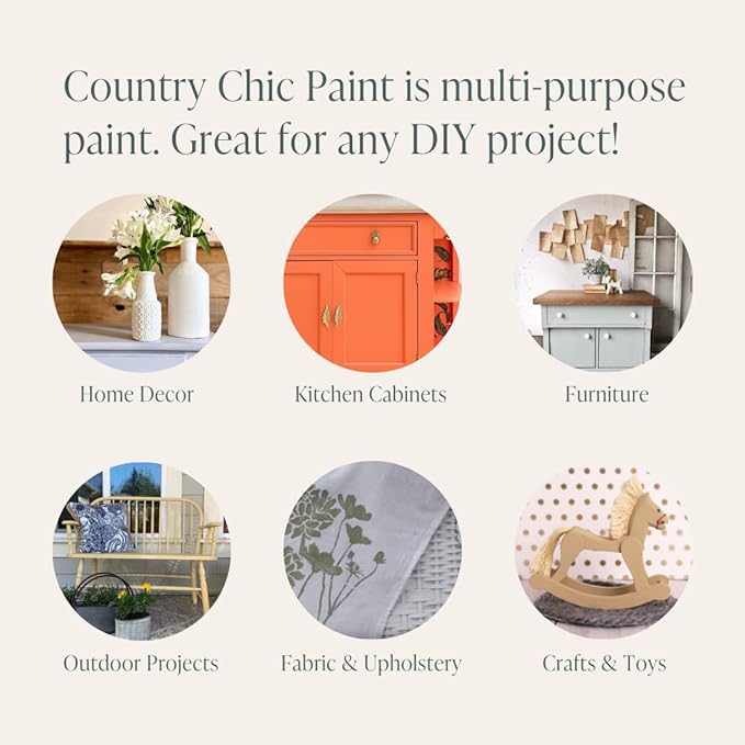 Country Chic All-in-One Chalk Paint for Furniture, Cabinets, Home Decor, Eco-Friendly, Matte Finish, Built-In Primer & Top Coat for Wood, Metal - Cheesecake (Off White) - Pint 16 oz (475 ml)